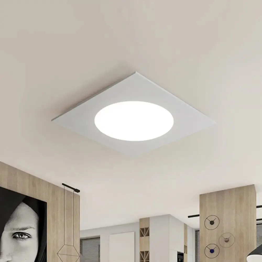 Contemporary White Square Flushmount LED Ceiling Fixture - 19.5"/23.5" W - Warm/White Light