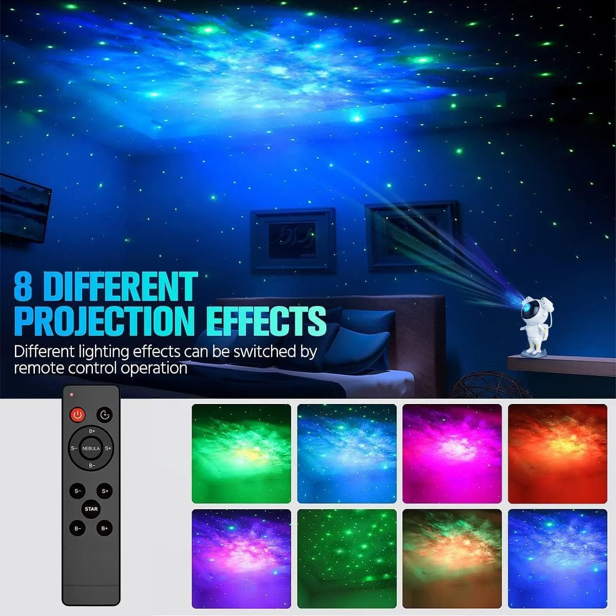 Dienmern Astronaut Galaxy Star Projector Night Light, Light Projector with Nebula,Timer&Remote Control,Ceiling Projector, Acrylonitrile Butadiene Styrene (ABS),LED,?Corded Electric, 5 Volts, ?White