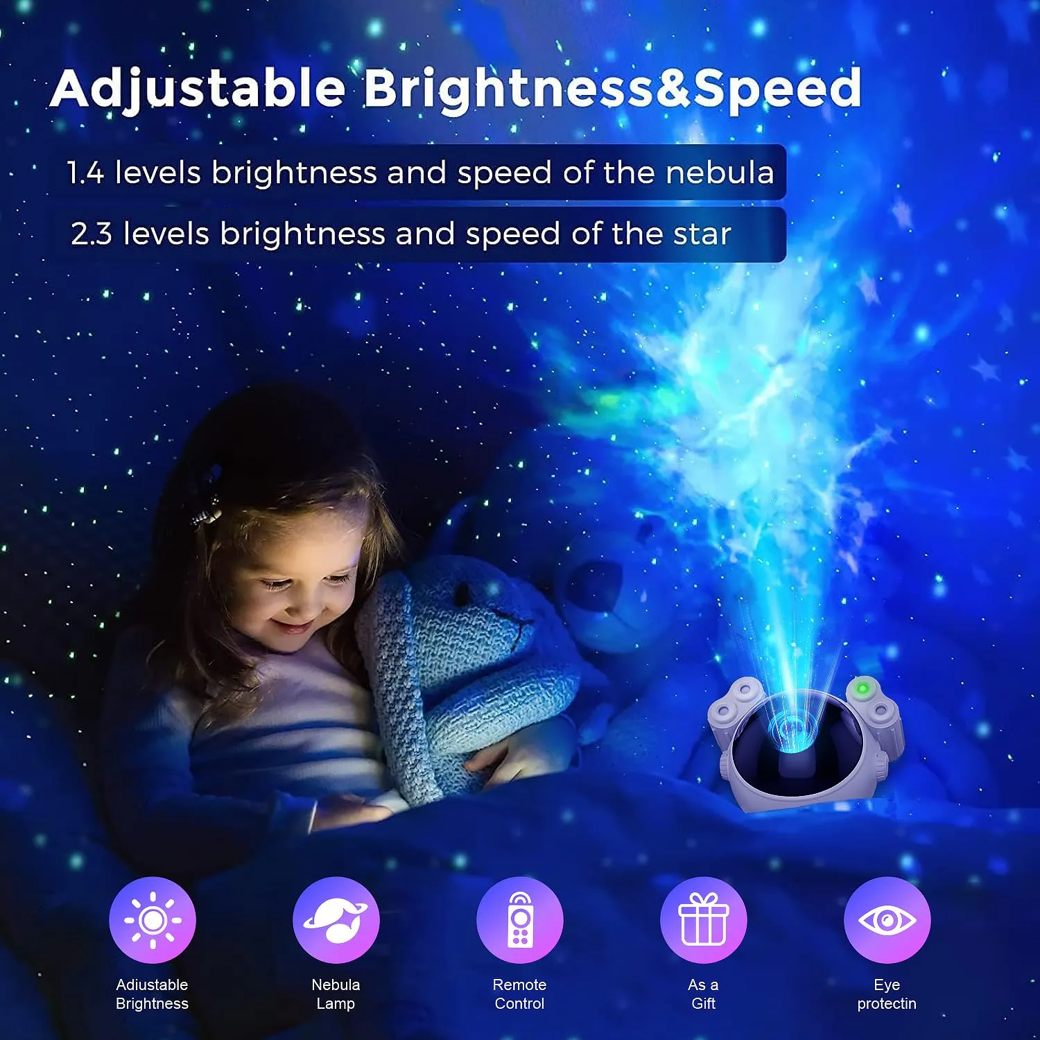 Dienmern Astronaut Galaxy Star Projector Night Light, Light Projector with Nebula,Timer&Remote Control,Ceiling Projector, Acrylonitrile Butadiene Styrene (ABS),LED,?Corded Electric, 5 Volts, ?White