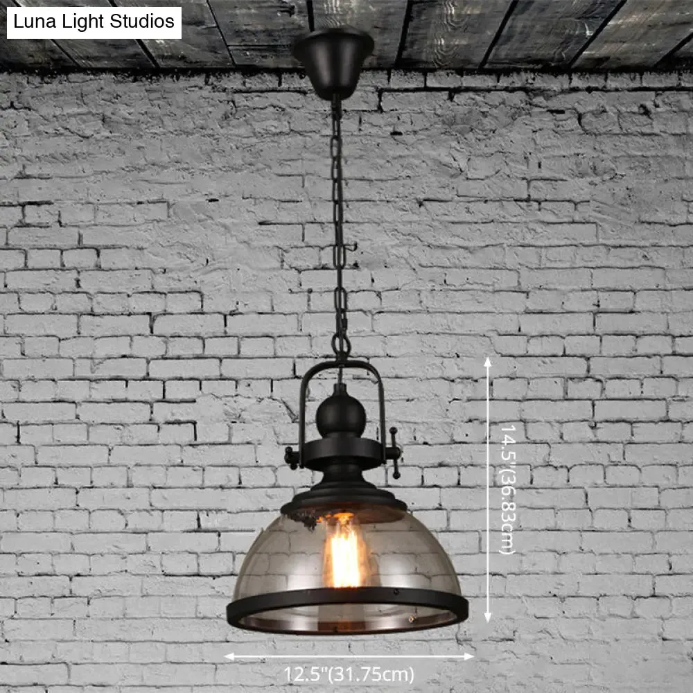 Dome Ceiling Pendant Light: Industrial Glass Hanging Lamp for Coffee Shop