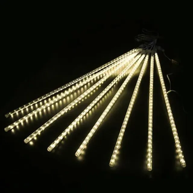 Dwarakesh Enterprises® 144 led Waterproof Shower Drop Warm White LED Meteor 44cm Long(Each Tube) Meteor fire Effect 8 eled tealight Candles