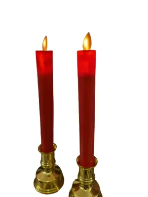 Dwarakesh Enterprises® Set of 2 Battery Realistic Powered flameless red Candles Yellow led Large Size Air Swing Candles (27 * 6 cm)