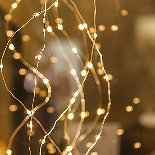 Fairy String Lights - Battery Operated - 20 LED 6.5ft Waterproof Silver Wire Firefly Lights - Warm White - 24 Pack