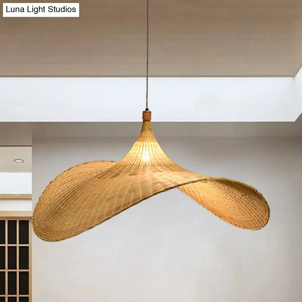 Flare Bamboo Living Room Pendant Lamp with Asia Flaxen Shade