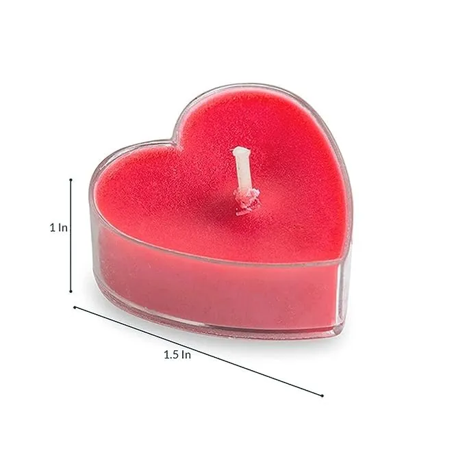 Fulkrum Soy Wax Rose Scented Red Heart Shape Candle Set | Romantic Love Tea Light Candles for Bedroom Decoration, Birthday, Valentine's Day, Anniversary & Wedding. (50)