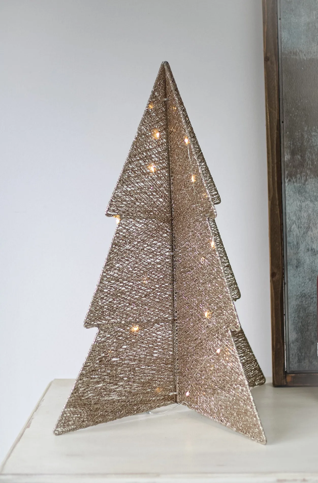 Gold Folded Christmas Tree with LED Lights