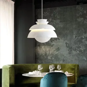 Hannah - White White Tiered Hanging Light Contemporary Style 1-Light Metallic Pendant Lamp with Flared Shade for Restaurant