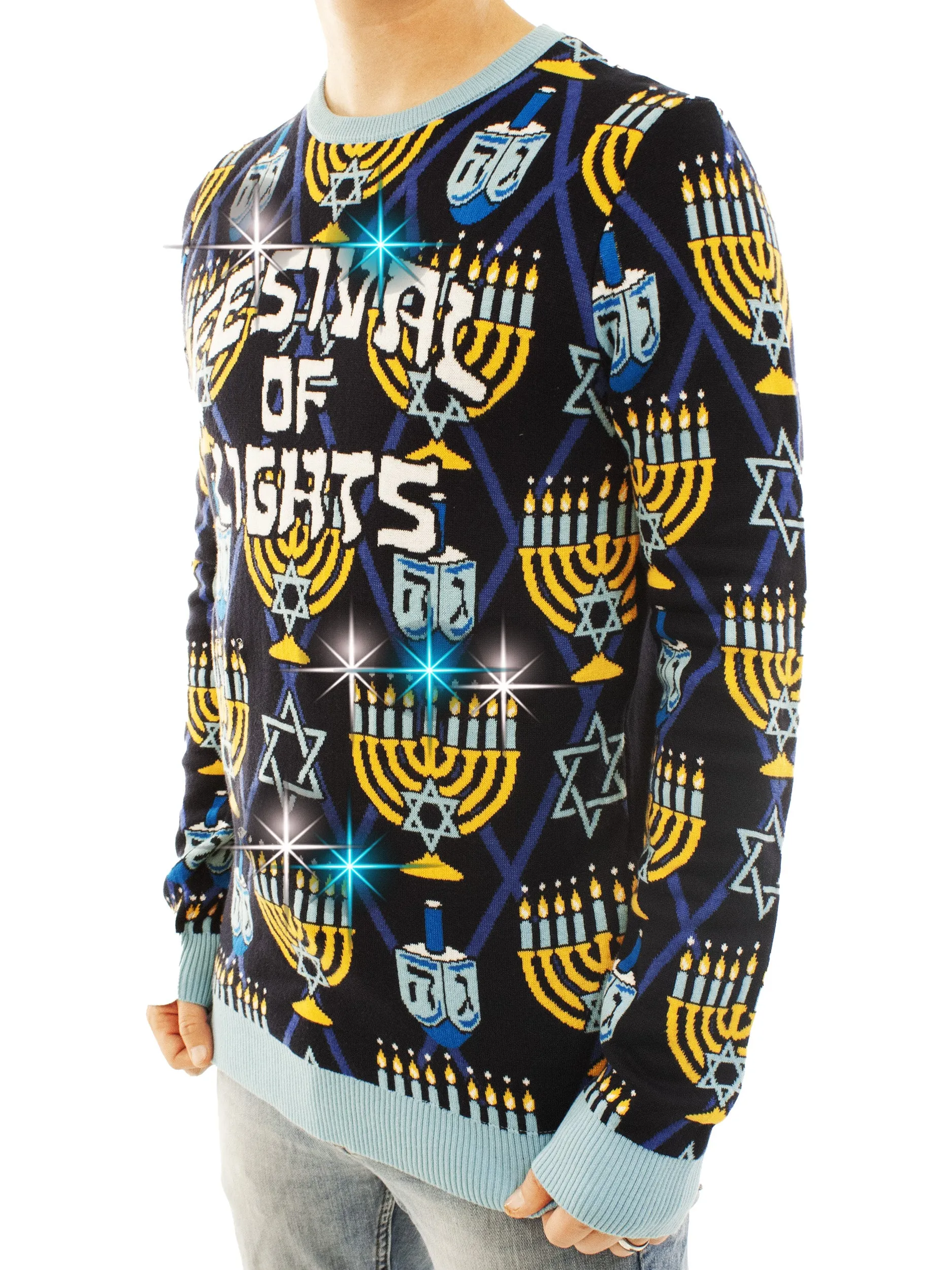 Hanukkah Festival of Lights LED Light Up | Ugly Christmas Sweater For Men & Women | Unisex Sizing