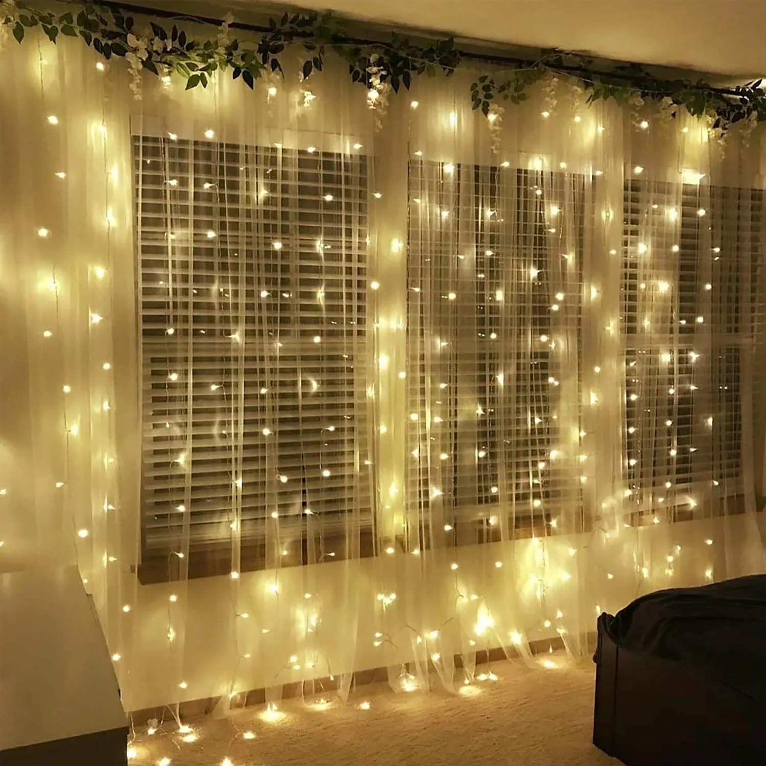 Kuber Industries Curtain Lights with 300 LED | 10 Strings Jharna Lights for Diwali | Christmas | Home Decoration |Indoor & Outdoor Décor | Warm White