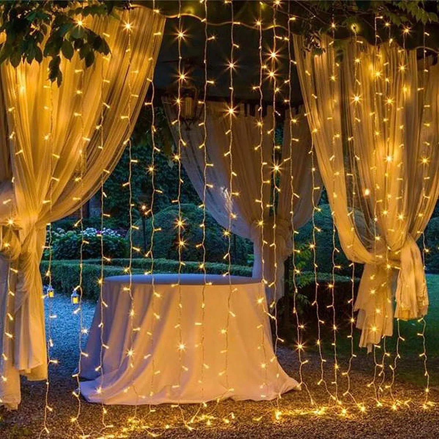 Kuber Industries Curtain Lights with 300 LED | 10 Strings Jharna Lights for Diwali | Christmas | Home Decoration |Indoor & Outdoor Décor | Warm White