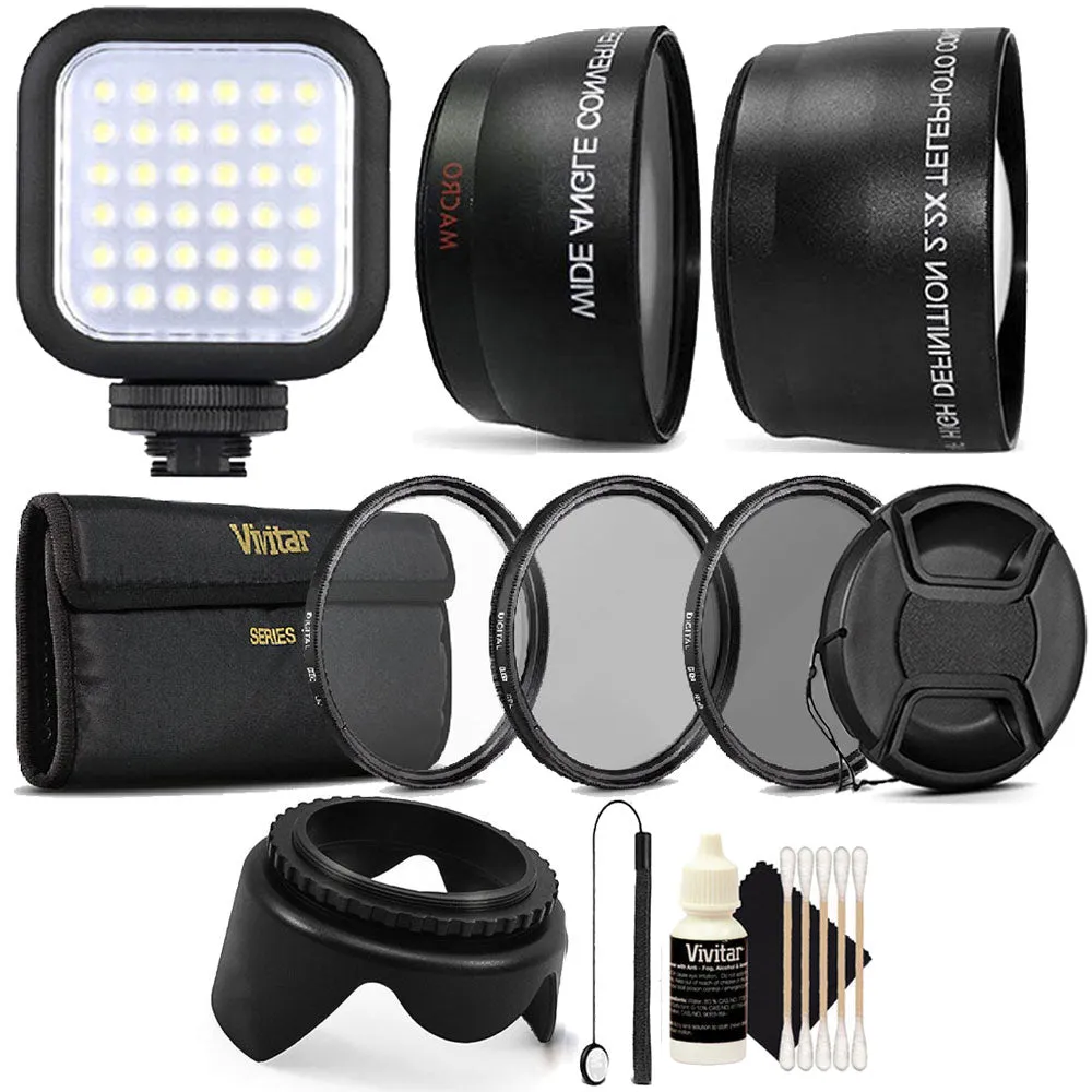 LED Light with Accessory Bundle for Nikon D3300 , D3400 , D5300 and D5500