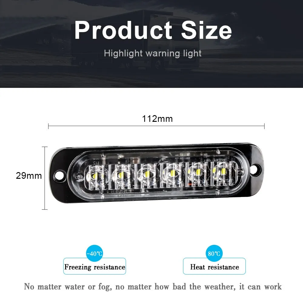 led strobe light Flashing Grille Lights Car emergency light 6LED WARN LIGHT police lights for car TRUCK strobe led light 12v 24v