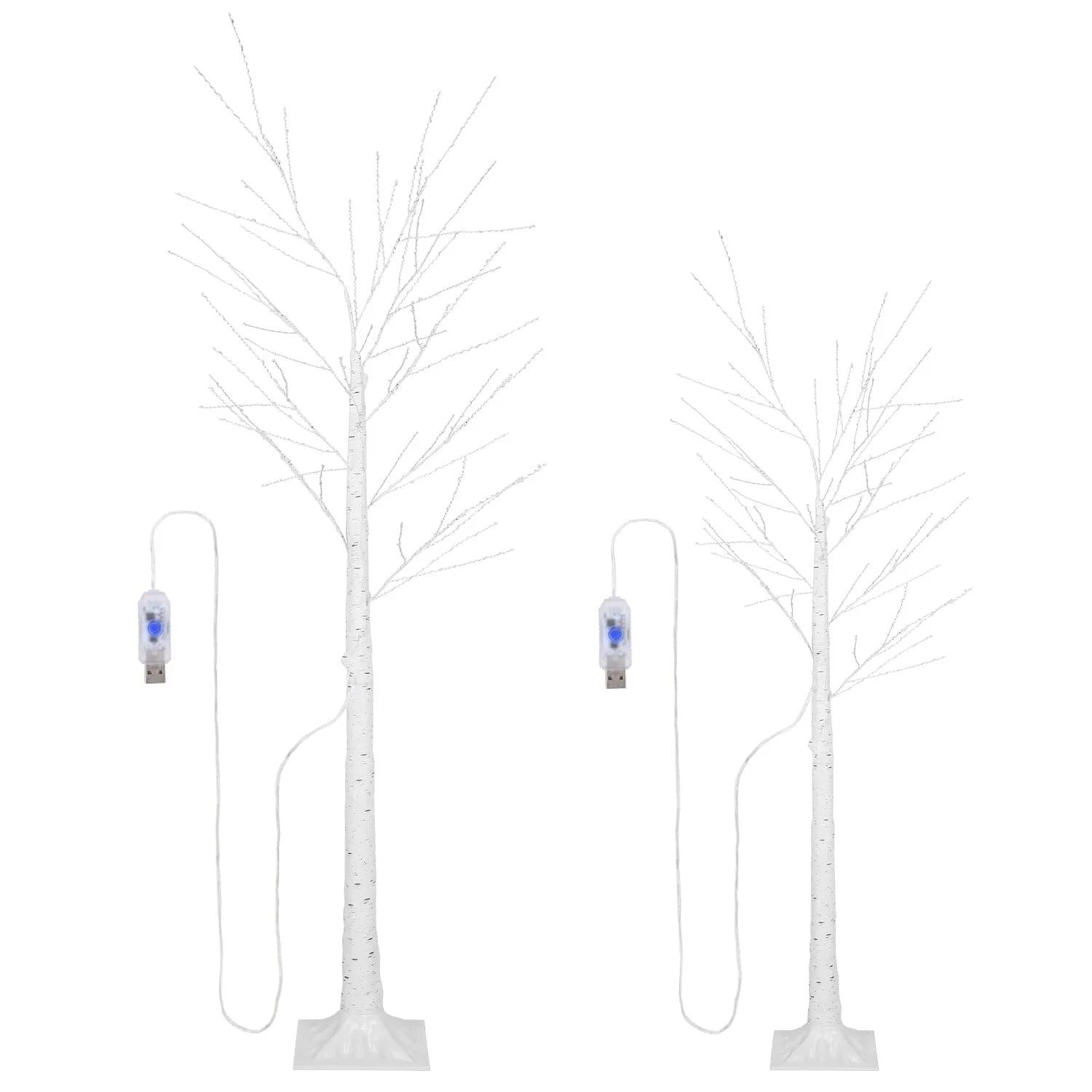 Lighted Birch Tree Artificial White Birch Tree Wig with 8 Warm White Lighting Modes