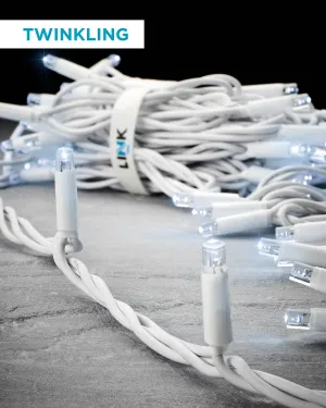 LINK PRO Twinkle LED String Lights, White Cable, White