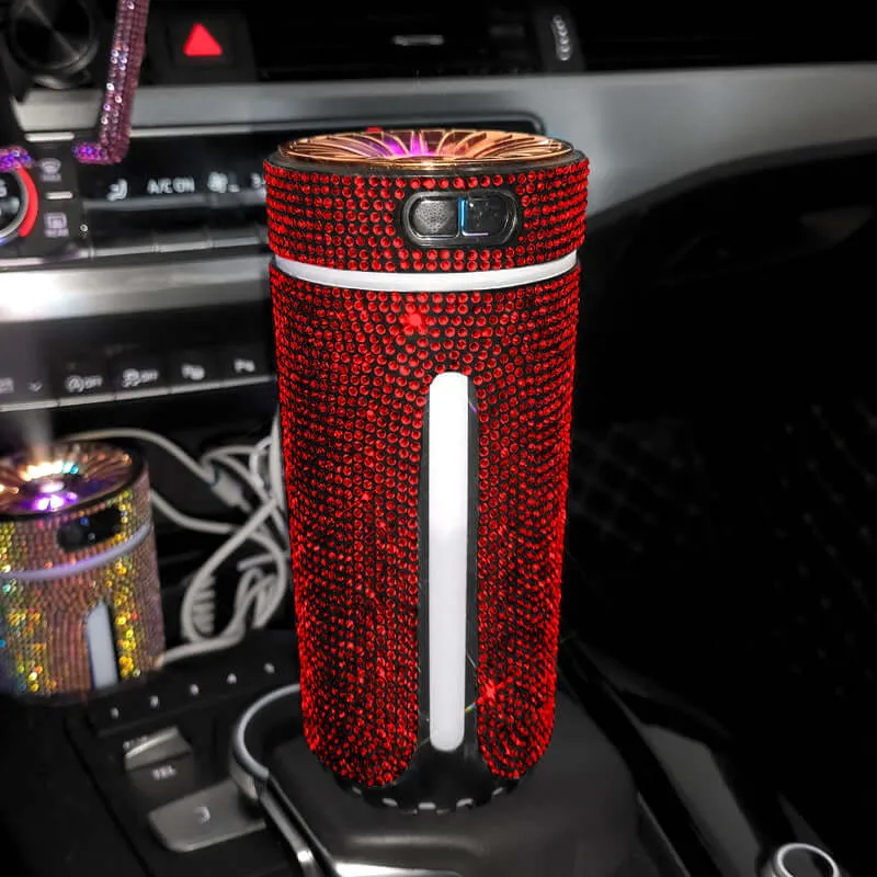 Luxury Diamond Car Humidifier LED Light Car Diffuser Auto Air Purifier Aromatherapy Air Freshener