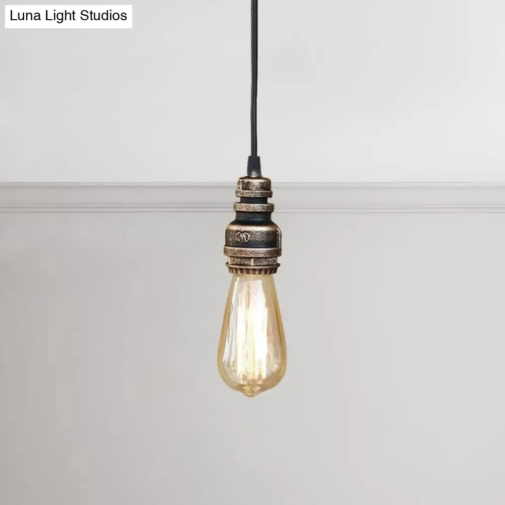 Metal Adjustable Hanging Lamp with Open Bulb - Industrial Stylish Ceiling Fixture (Black/Silver)