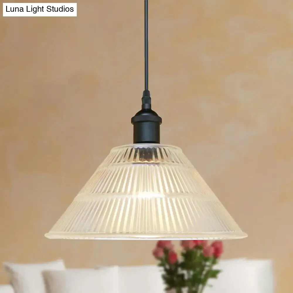 Modern Black Glass Cone Pendant Light for Stylish Living Room Decor