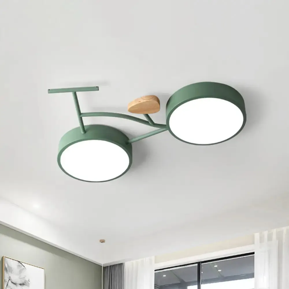 Modern LED Ceiling Light with Creative Bike Acrylic Shade for Bedroom in Gray/White/Green