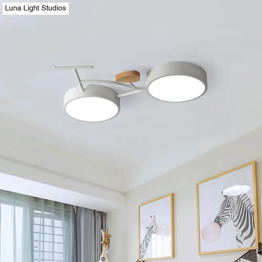 Modern LED Ceiling Light with Creative Bike Acrylic Shade for Bedroom in Gray/White/Green