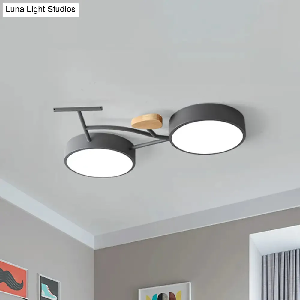 Modern LED Ceiling Light with Creative Bike Acrylic Shade for Bedroom in Gray/White/Green