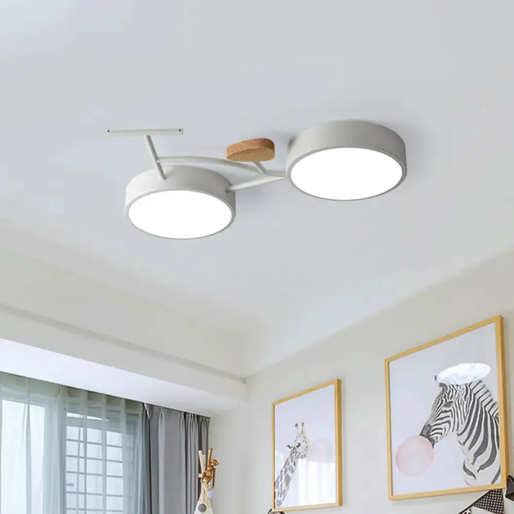 Modern LED Ceiling Light with Creative Bike Acrylic Shade for Bedroom in Gray/White/Green