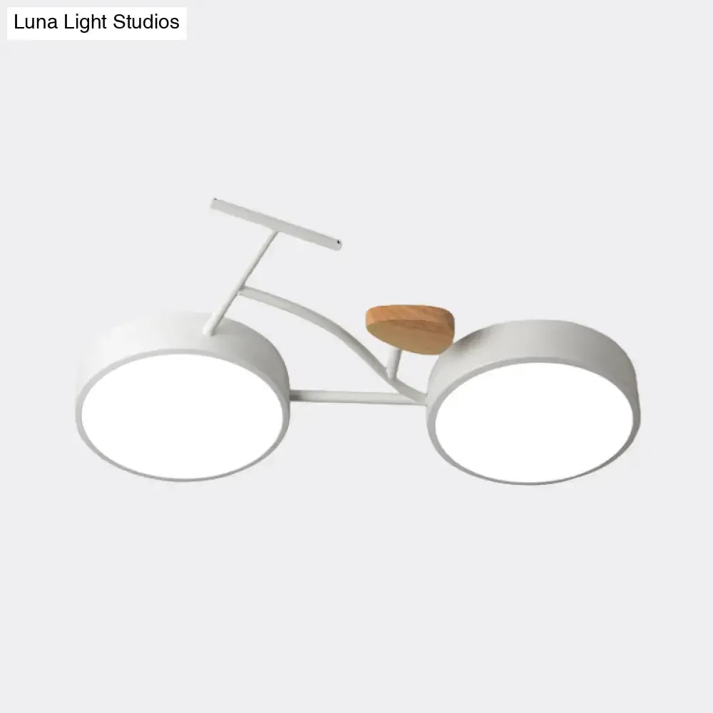 Modern LED Ceiling Light with Creative Bike Acrylic Shade for Bedroom in Gray/White/Green