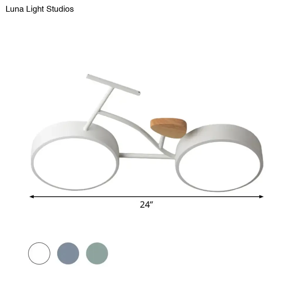 Modern LED Ceiling Light with Creative Bike Acrylic Shade for Bedroom in Gray/White/Green