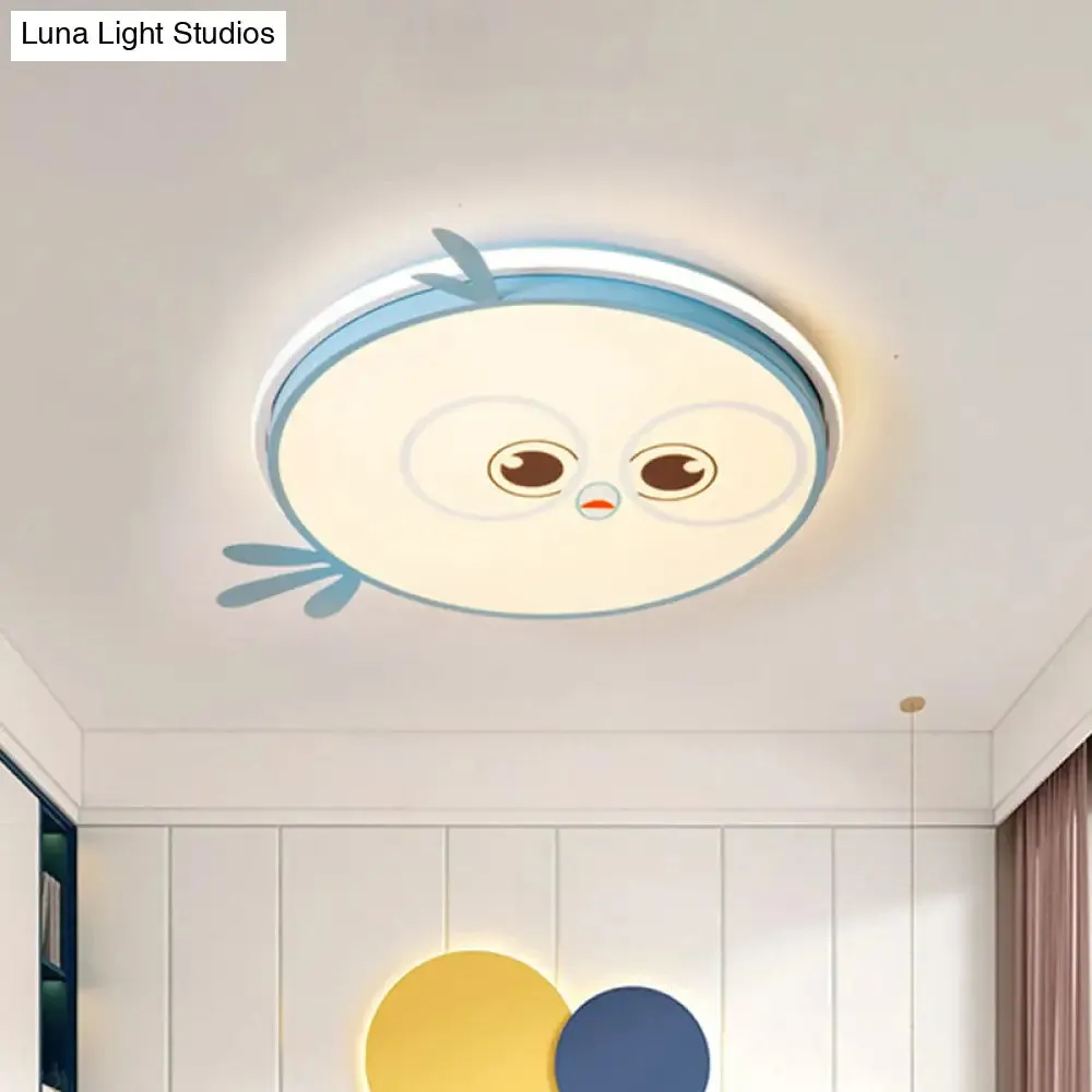 Modern LED Flush Ceiling Light for Kid's Room with Colorful Chick Face Design