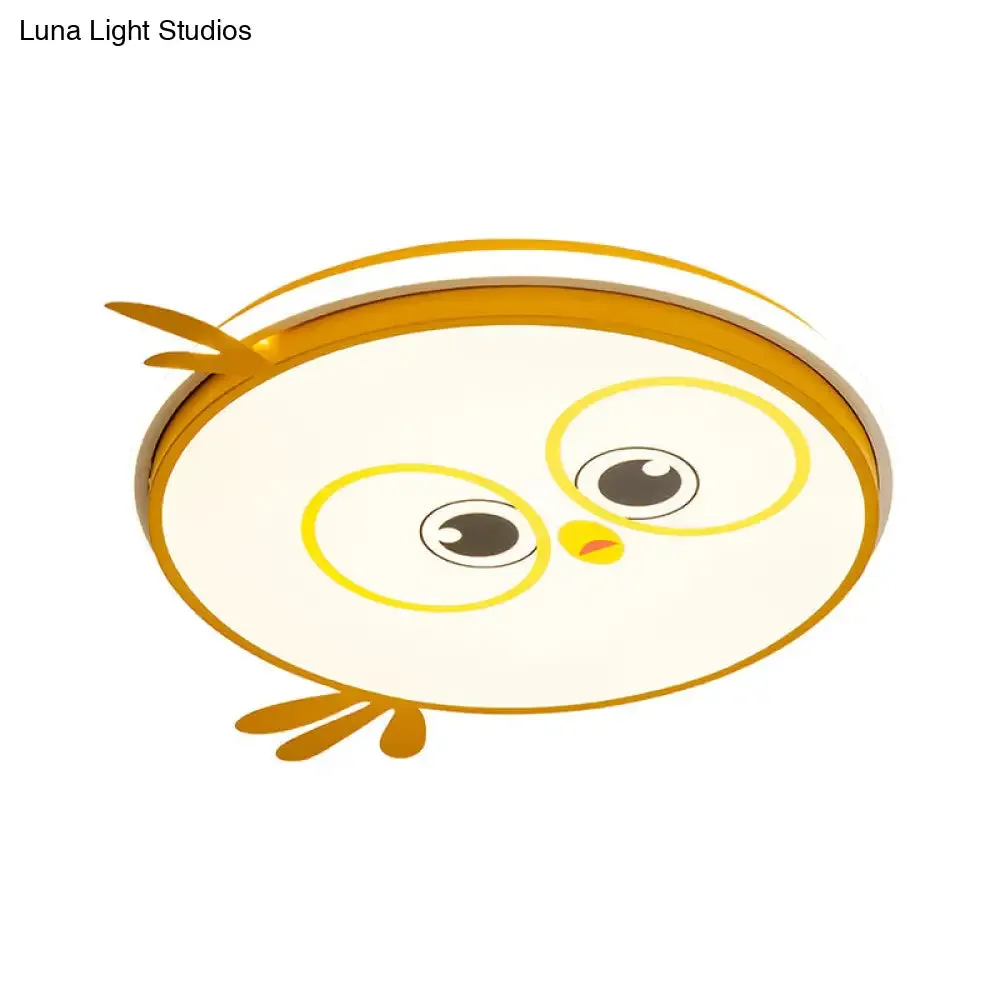 Modern LED Flush Ceiling Light for Kid's Room with Colorful Chick Face Design