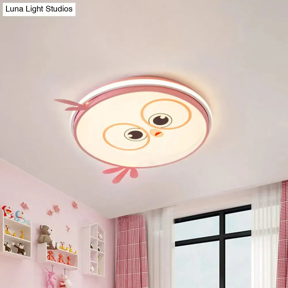 Modern LED Flush Ceiling Light for Kid's Room with Colorful Chick Face Design