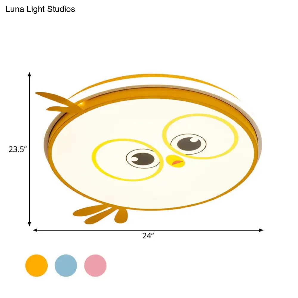 Modern LED Flush Ceiling Light for Kid's Room with Colorful Chick Face Design