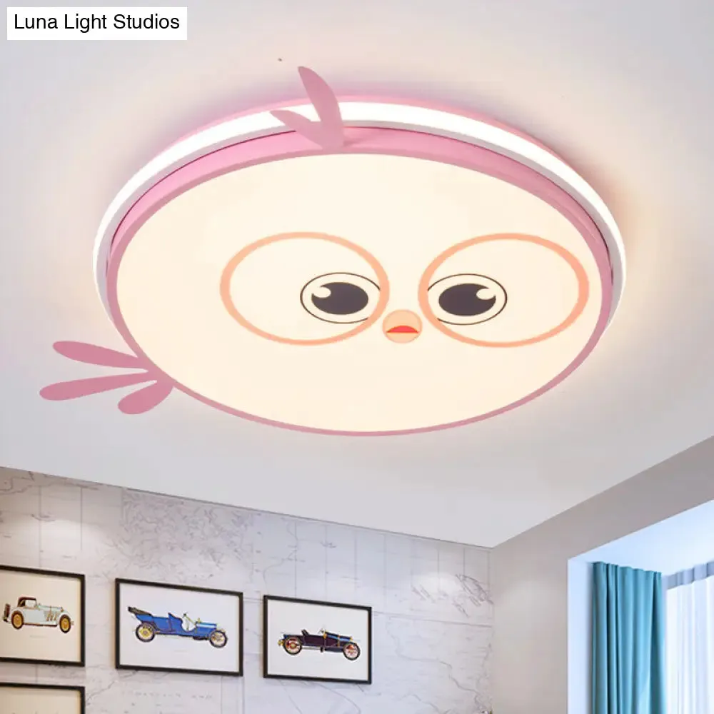 Modern LED Flush Ceiling Light for Kid's Room with Colorful Chick Face Design