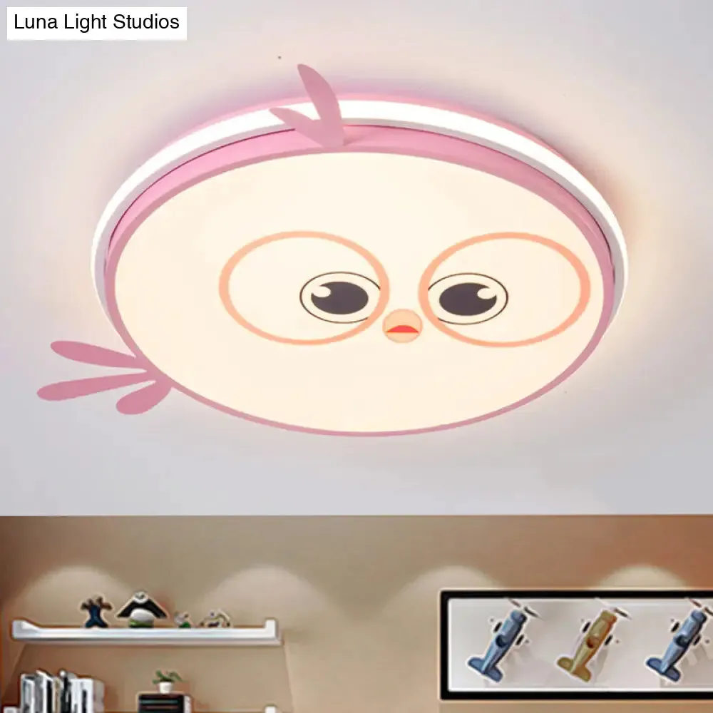 Modern LED Flush Ceiling Light for Kid's Room with Colorful Chick Face Design