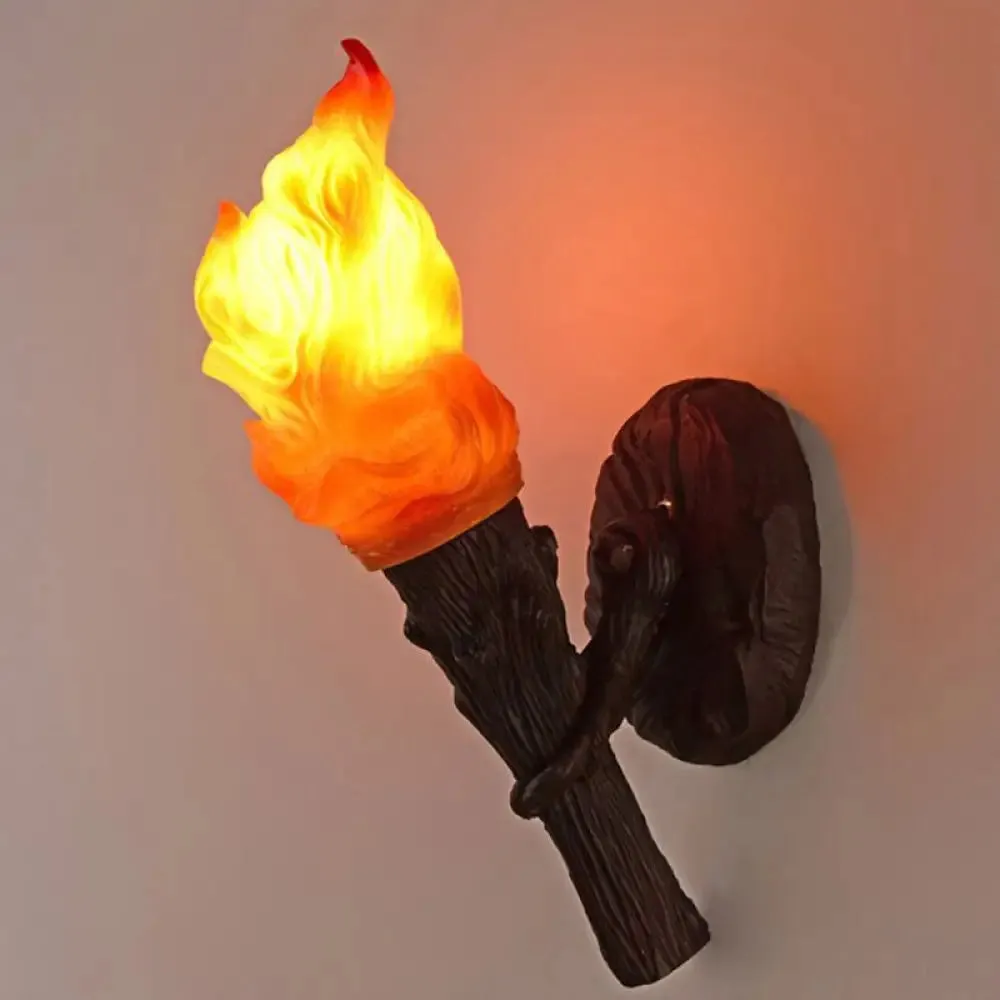 Modern Resin Torch Wall Light: Single Bulb Decorative Foyer Lamp in Orange