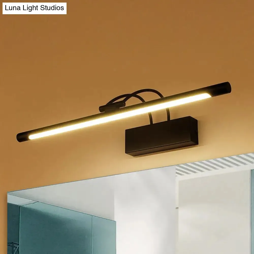 Modern Tubular LED Wall Sconce with Black Finish, 18"/21.5" W in Warm/White Light