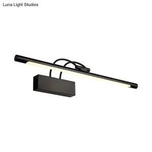 Modern Tubular LED Wall Sconce with Black Finish, 18"/21.5" W in Warm/White Light