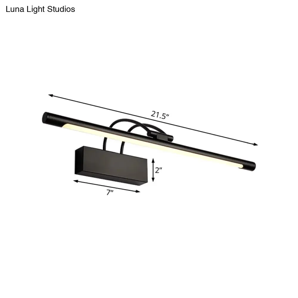 Modern Tubular LED Wall Sconce with Black Finish, 18"/21.5" W in Warm/White Light