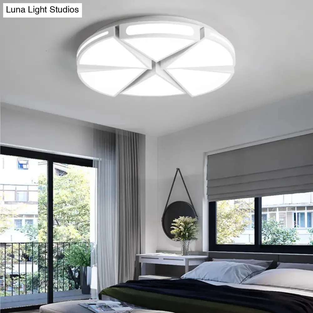 Modern White Round Ceiling Light for Kitchen, Metal Flush Mount - 16"/19.5" Ceiling Lights with Black Accents