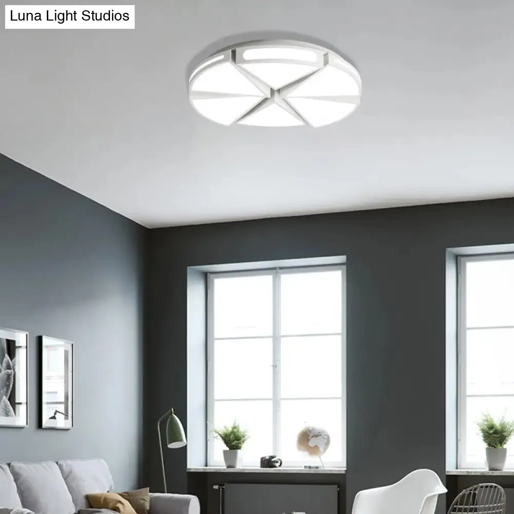 Modern White Round Ceiling Light for Kitchen, Metal Flush Mount - 16"/19.5" Ceiling Lights with Black Accents