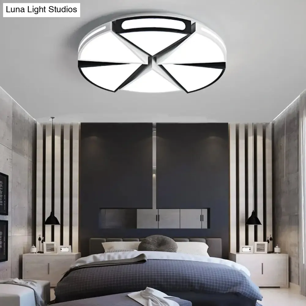 Modern White Round Ceiling Light for Kitchen, Metal Flush Mount - 16"/19.5" Ceiling Lights with Black Accents