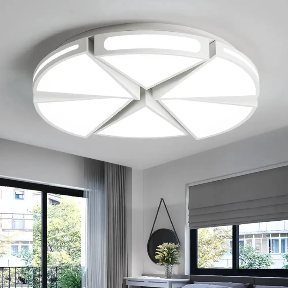 Modern White Round Ceiling Light for Kitchen, Metal Flush Mount - 16"/19.5" Ceiling Lights with Black Accents