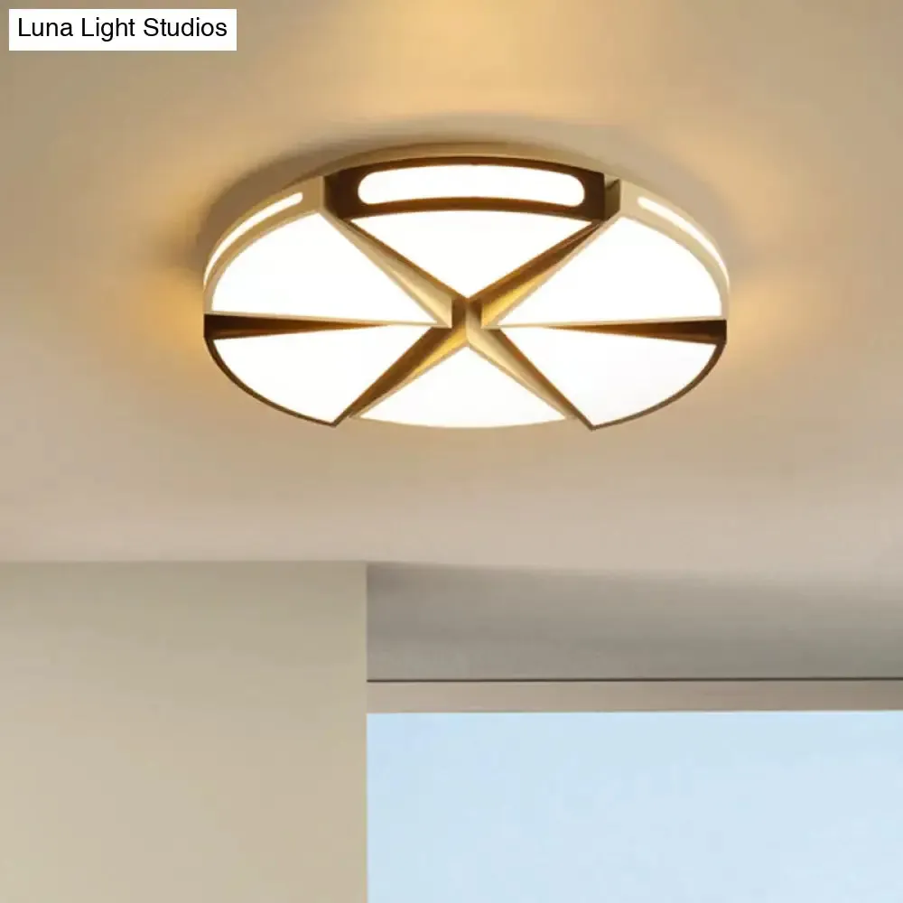 Modern White Round Ceiling Light for Kitchen, Metal Flush Mount - 16"/19.5" Ceiling Lights with Black Accents