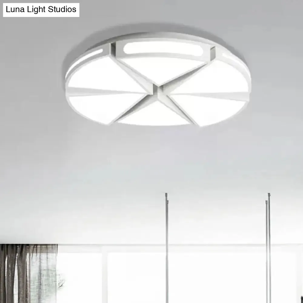 Modern White Round Ceiling Light for Kitchen, Metal Flush Mount - 16"/19.5" Ceiling Lights with Black Accents