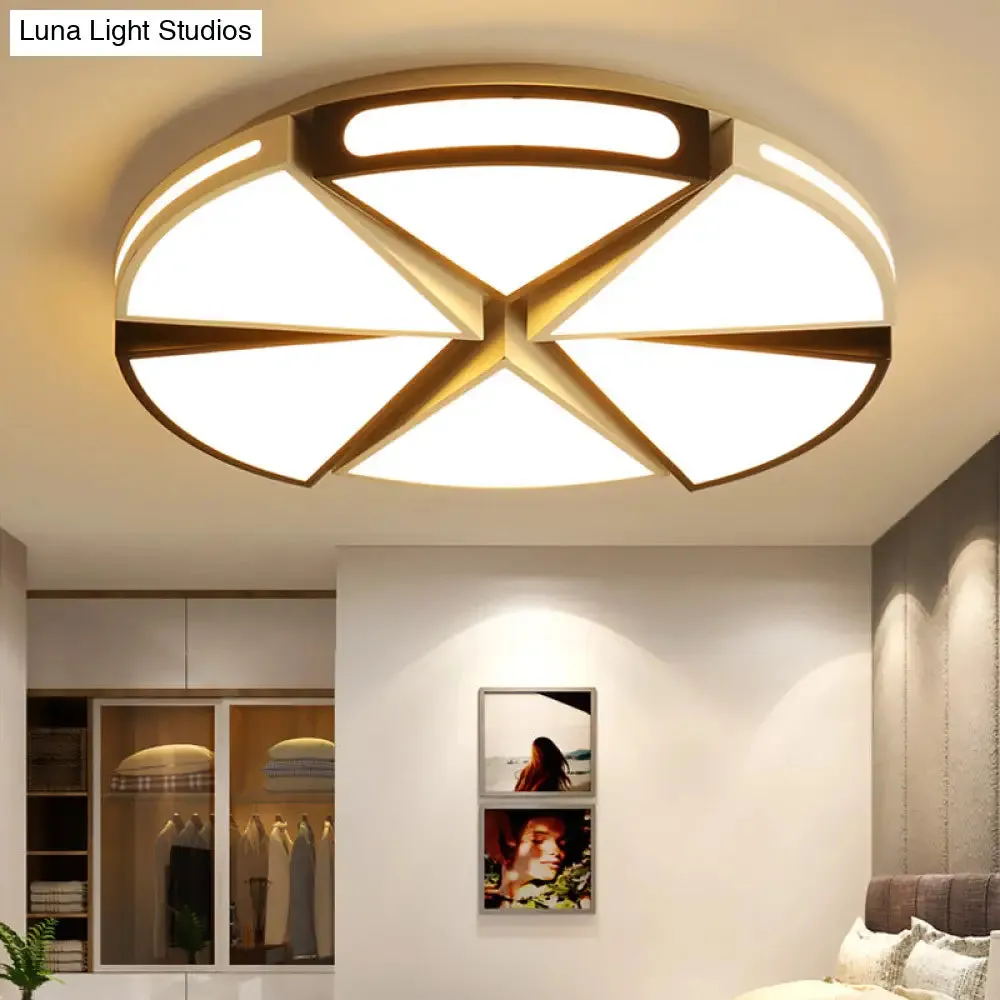 Modern White Round Ceiling Light for Kitchen, Metal Flush Mount - 16"/19.5" Ceiling Lights with Black Accents