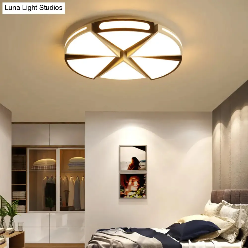 Modern White Round Ceiling Light for Kitchen, Metal Flush Mount - 16"/19.5" Ceiling Lights with Black Accents