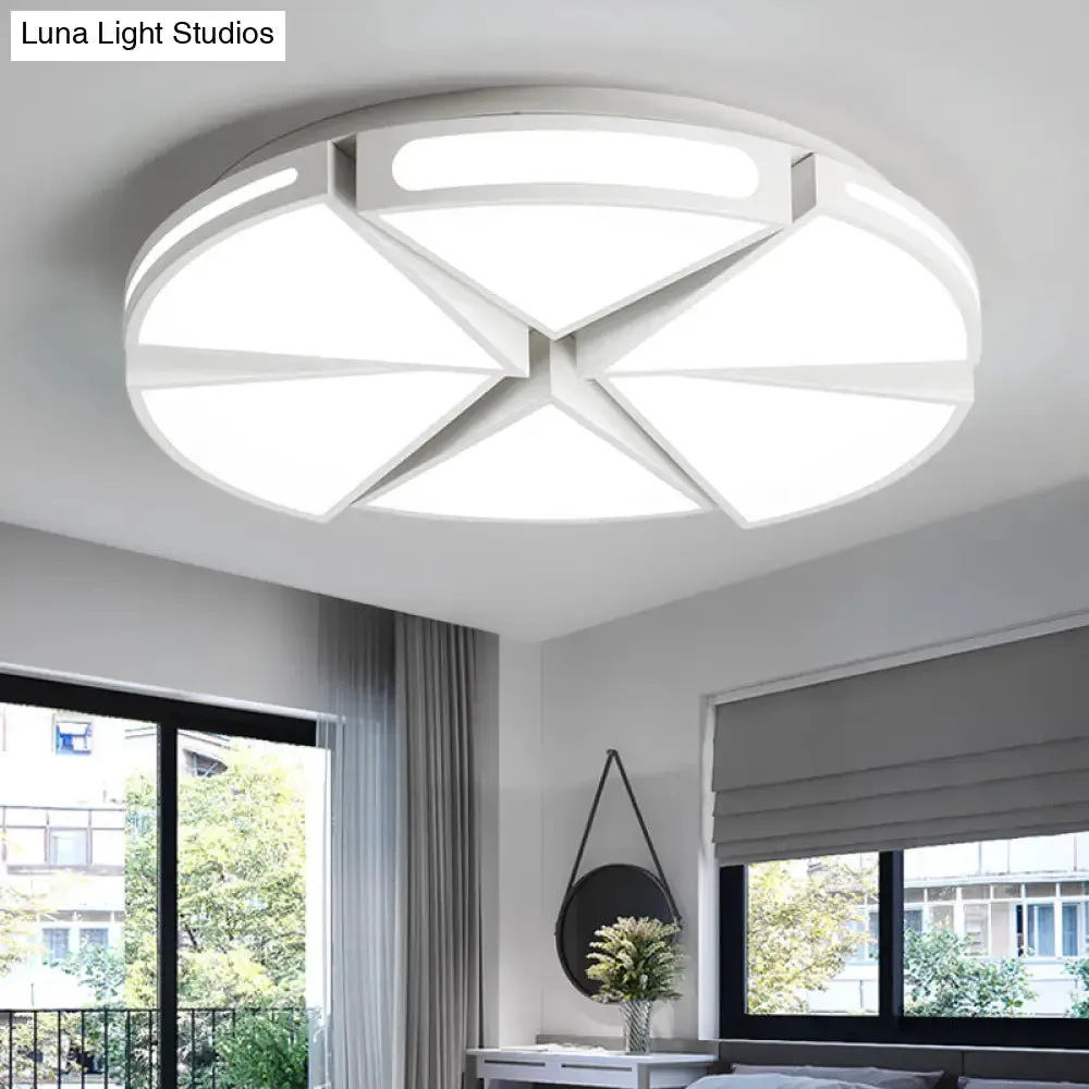 Modern White Round Ceiling Light for Kitchen, Metal Flush Mount - 16"/19.5" Ceiling Lights with Black Accents