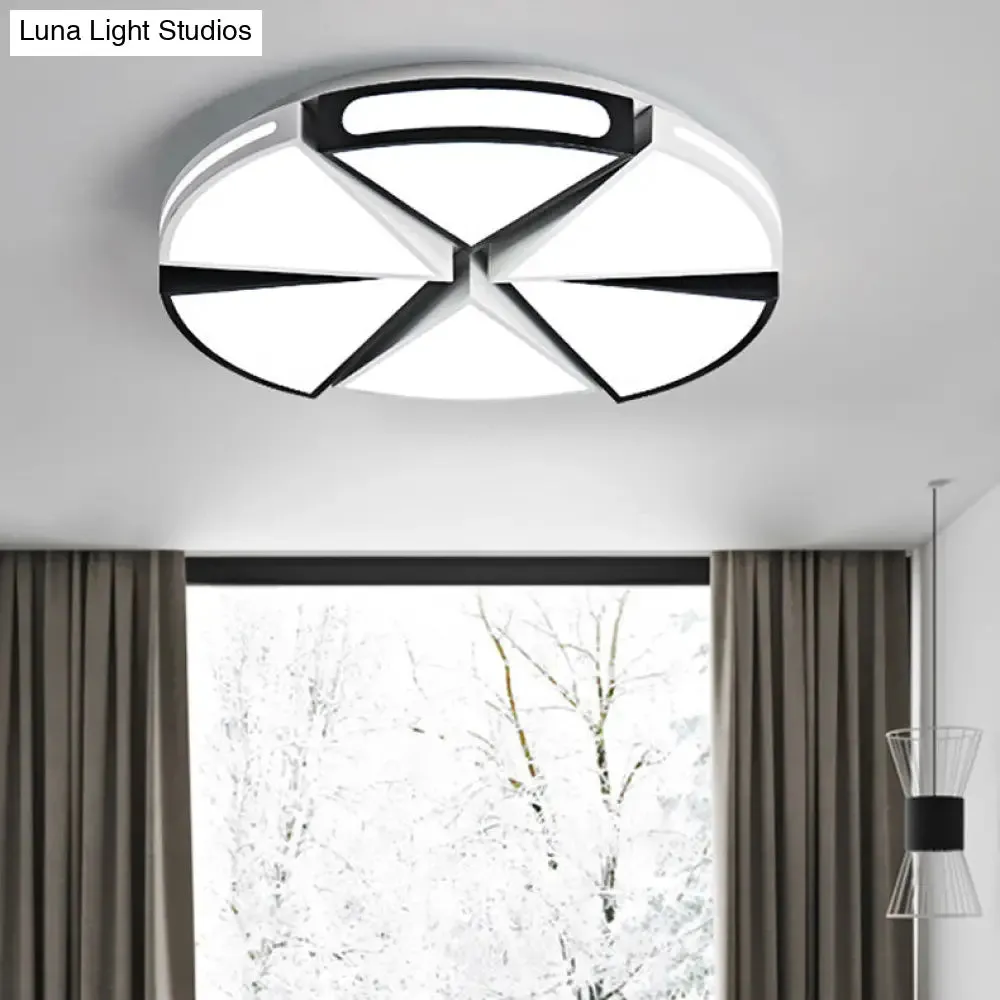 Modern White Round Ceiling Light for Kitchen, Metal Flush Mount - 16"/19.5" Ceiling Lights with Black Accents