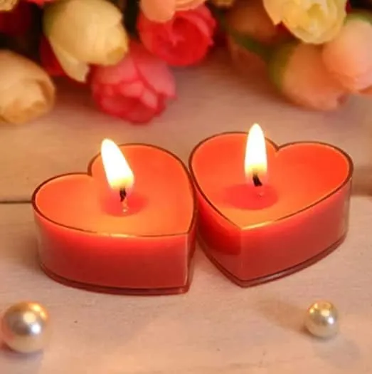 MOOLYAVAAN Products Heart Shape Candle Set Romantic Love Heart Shape Tea Light Candles for Bedroom Decoration, Birthday, Valentine's Day, Anniversary Wedding Room Decoration (Pack of 54)