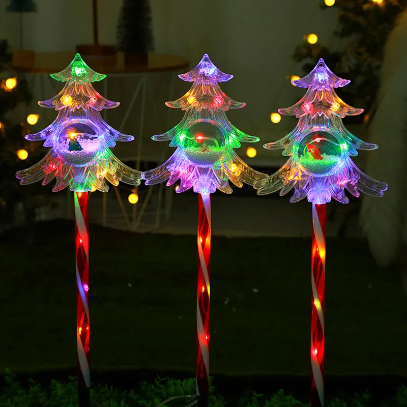 New 1-To-5 Solar-Powered Waterproof Christmas Tree Ground Stake Lights – Perfect for Outdoor Patio and Lawn Party Decor