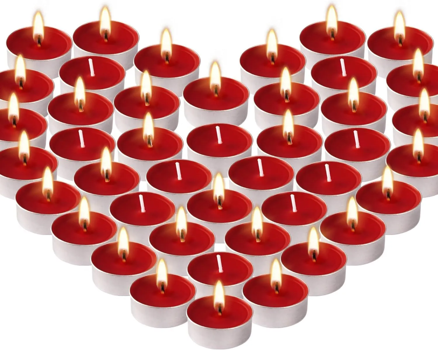 NIVAKINI 100 Pcs Red Tea Lights Candles, Smokeless Tealight Candles 5 Hours Burning, Unscented Dripless Candles Bulk for Dinner Party, Home Decoration, Valentine's Day